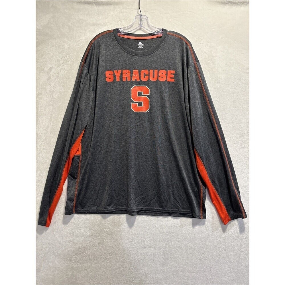 Knights Apparel Syracuse Long Sleeve Performance Shirt Grey Orange Men's 2XL XXL